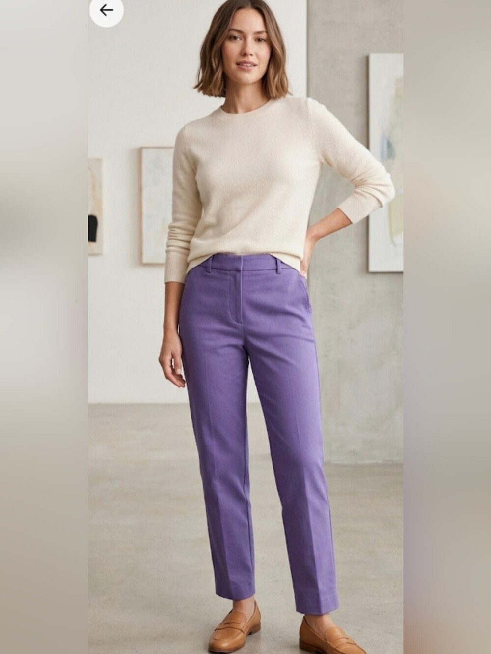 J. Crew Kate Pants Women's Size 4 Petite Purple Stretch Trousers EUC